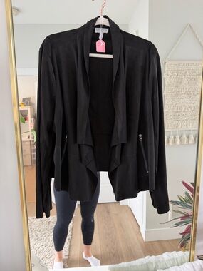 sofia by sofia vergara Black Draped Open-Front Blazer
